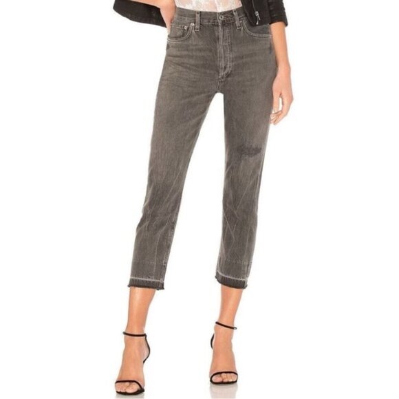 AGOLDE Riley‎ Slim Twisted Grey Button Fly Distressed A056-842 USA MADE Size 30